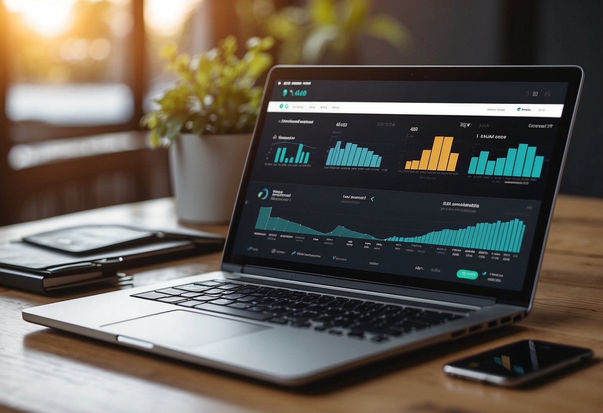 A laptop displaying Klaviyo's CRM dashboard with various ecommerce data and analytics