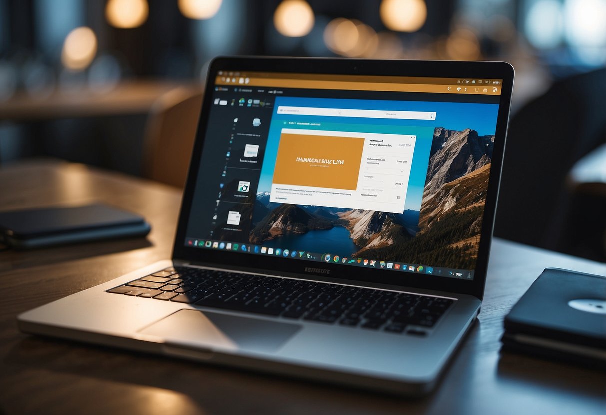 A laptop displaying NetSuite CRM surrounded by ecommerce products and customer data