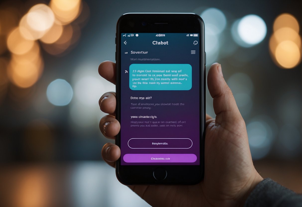 A customer interacts with a chatbot on an ecommerce platform, receiving helpful responses and recommendations. The chatbot uses GPT technology to enhance the customer experience