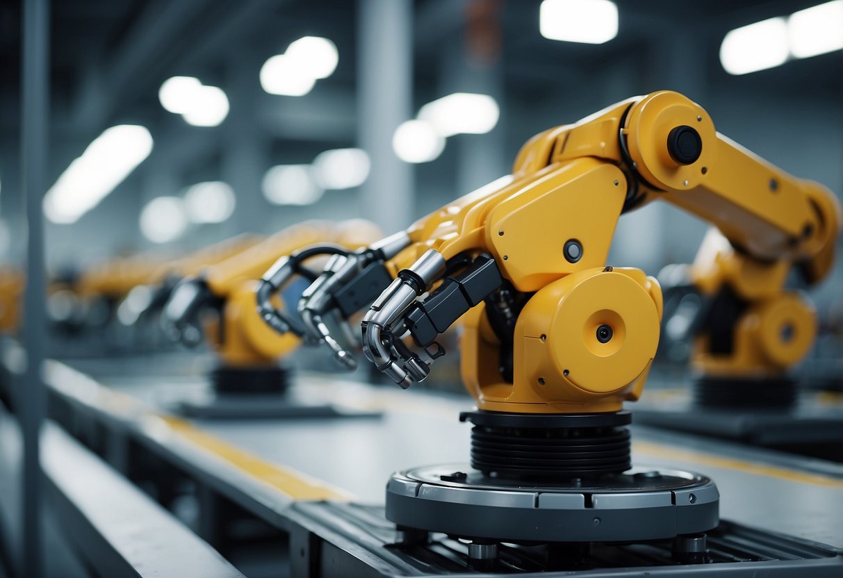 Robotic arms working on assembly line in industrial setting for RPA illustration