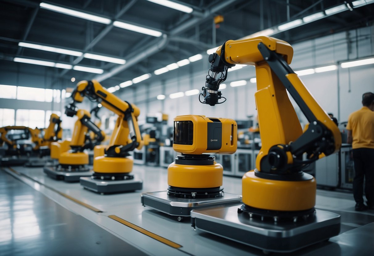 Robotic arms assembling products on a smart factory floor. Drones delivering packages autonomously. Self-driving cars navigating city streets