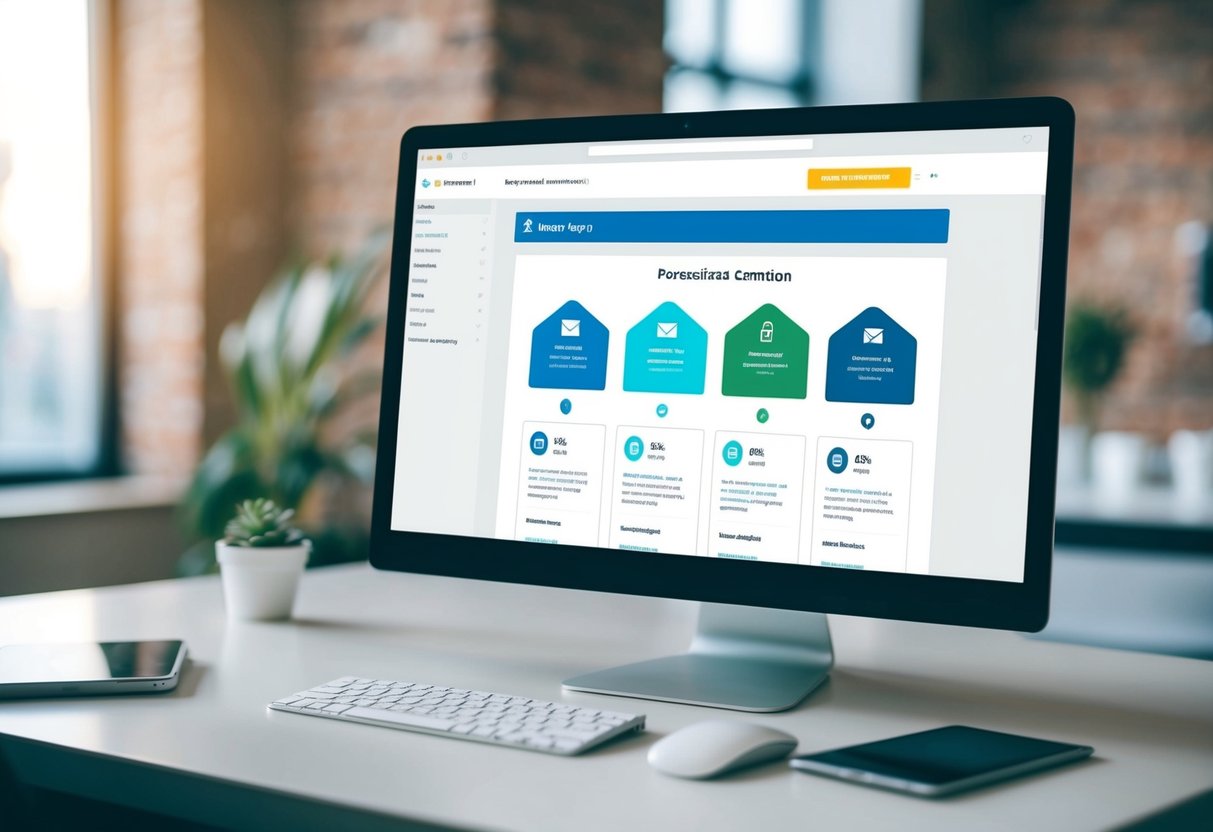 A computer screen showing an email campaign dashboard with various personalized templates and automation settings for an ecommerce platform