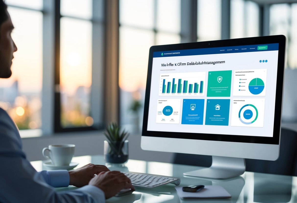 A real estate agent's computer screen displaying a CRM software dashboard with workflow automations for client relationship management